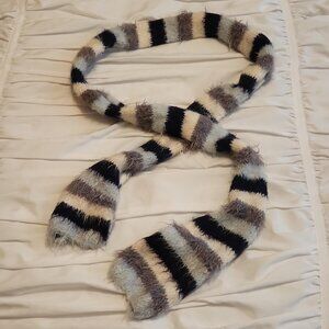 Soft Fuzzy Blue Stripe Scarf